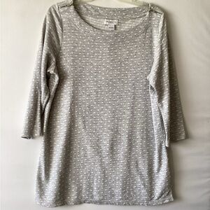 Liz Claiborne Light Gray Polka Dot tunic Top